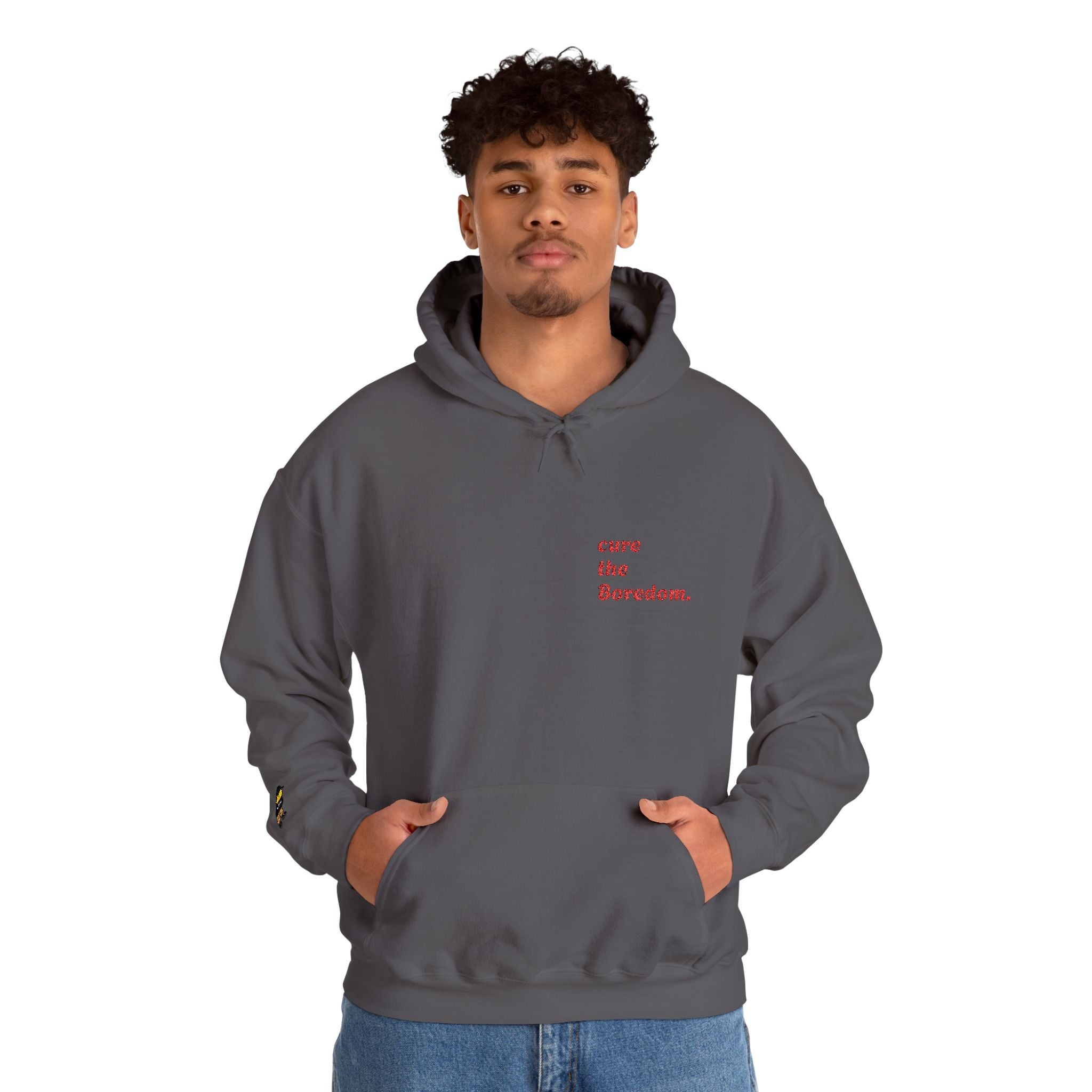 Cure the boredom embroided hoodie-Boredom